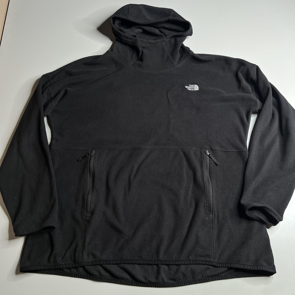 The North Face Hoodie Womens 1X Black Fleece‎ Hooded Zip Pockets Raglan Pullover